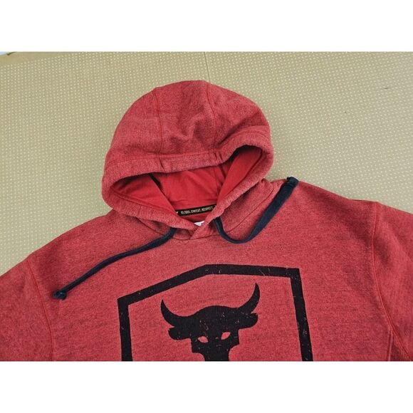 Under Armour Project Rock Hoodie Men's Size Medium Red Sweatshirt Gym Training - Picture 3 of 12